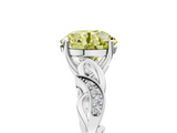 White gold Fancy Yellow Round  Solitaire Vine Band with Milgrain Prong Setting_8