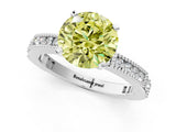 White gold Fancy Yellow Round  Solitaire with Pavé Band and Four-Prong Setting_30
