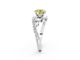 White gold Fancy Yellow Round  Solitaire with Pavé Twist Band and Four-Prong Setting_2