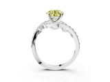 White gold Fancy Yellow Round  Solitaire with Pavé Twist Band and Four-Prong Setting_3