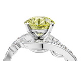 White gold Fancy Yellow Round  Solitaire with Pavé Twist Band and Four-Prong Setting_4