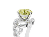 White gold Fancy Yellow Round  Solitaire with Pavé Twist Band and Four-Prong Setting_5