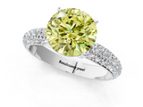 White gold Fancy Yellow Round  Solitaire with Pave Band and Four-Prong Setting_4