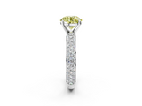 White gold Fancy Yellow Round  Solitaire with Pave Band and Four-Prong Setting_5