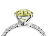 White gold Fancy Yellow Round  Solitaire with Pave Band and Four-Prong Setting_7