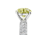White gold Fancy Yellow Round  Solitaire with Pave Band and Four-Prong Setting_8