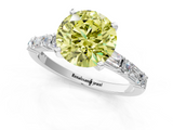White gold Fancy Yellow Round  Solitaire with Side Baguettes and Channel Set Band_1