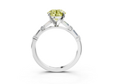 White gold Fancy Yellow Round  Solitaire with Side Baguettes and Channel Set Band_3