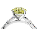White gold Fancy Yellow Round  Solitaire with Side Baguettes and Channel Set Band_4
