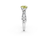 White gold Fancy Yellow Round  Three-Stone Diamond Ring with Pavé Split Shank and Four-Prong Setting_19