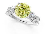 White gold Fancy Yellow Round  Three-Stone Diamond Ring with Pavé Split Shank and Four-Prong Setting_19