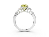 White gold Fancy Yellow Round  Three-Stone Diamond Ring with Pavé Split Shank and Four-Prong Setting_20