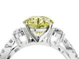 White gold Fancy Yellow Round  Three-Stone Diamond Ring with Pavé Split Shank and Four-Prong Setting_21