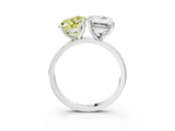 White gold Fancy Yellow Round  and Emerald Cut Toi Moi Ring with Prong Setting_32
