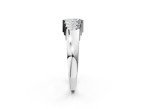 Platinum Five-Stone Marquise Diamond Bar Set White Gold Band