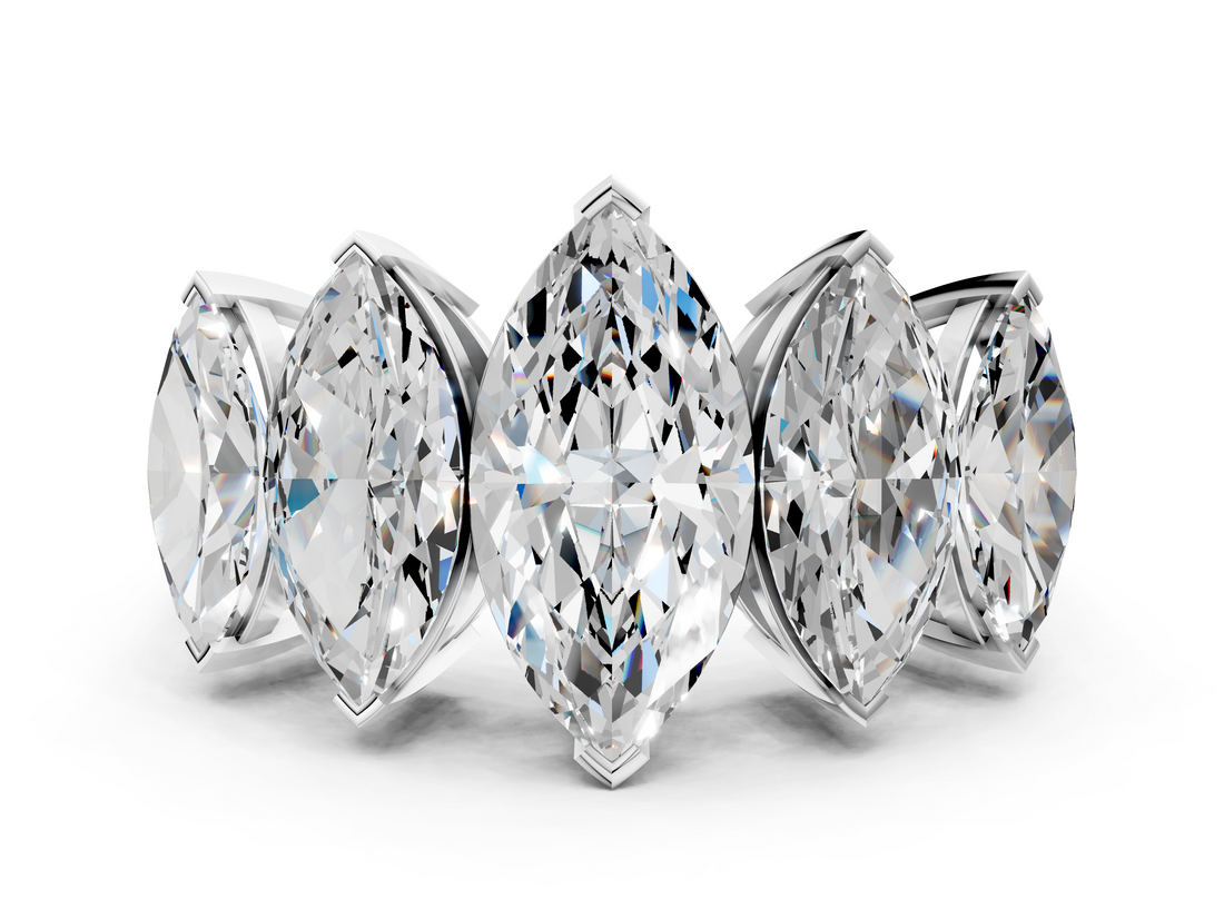 White gold Five-Stone Marquise Diamond Prong Set White Gold Band_29