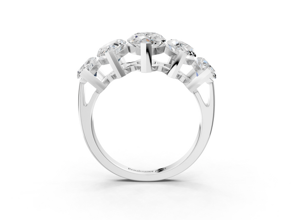 Platinum Five-Stone Marquise Diamond Prong Set White Gold Band