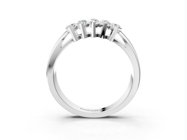 Platinum Five-Stone Marquise Diamond Split Shank Ring with Shared Prong Setting