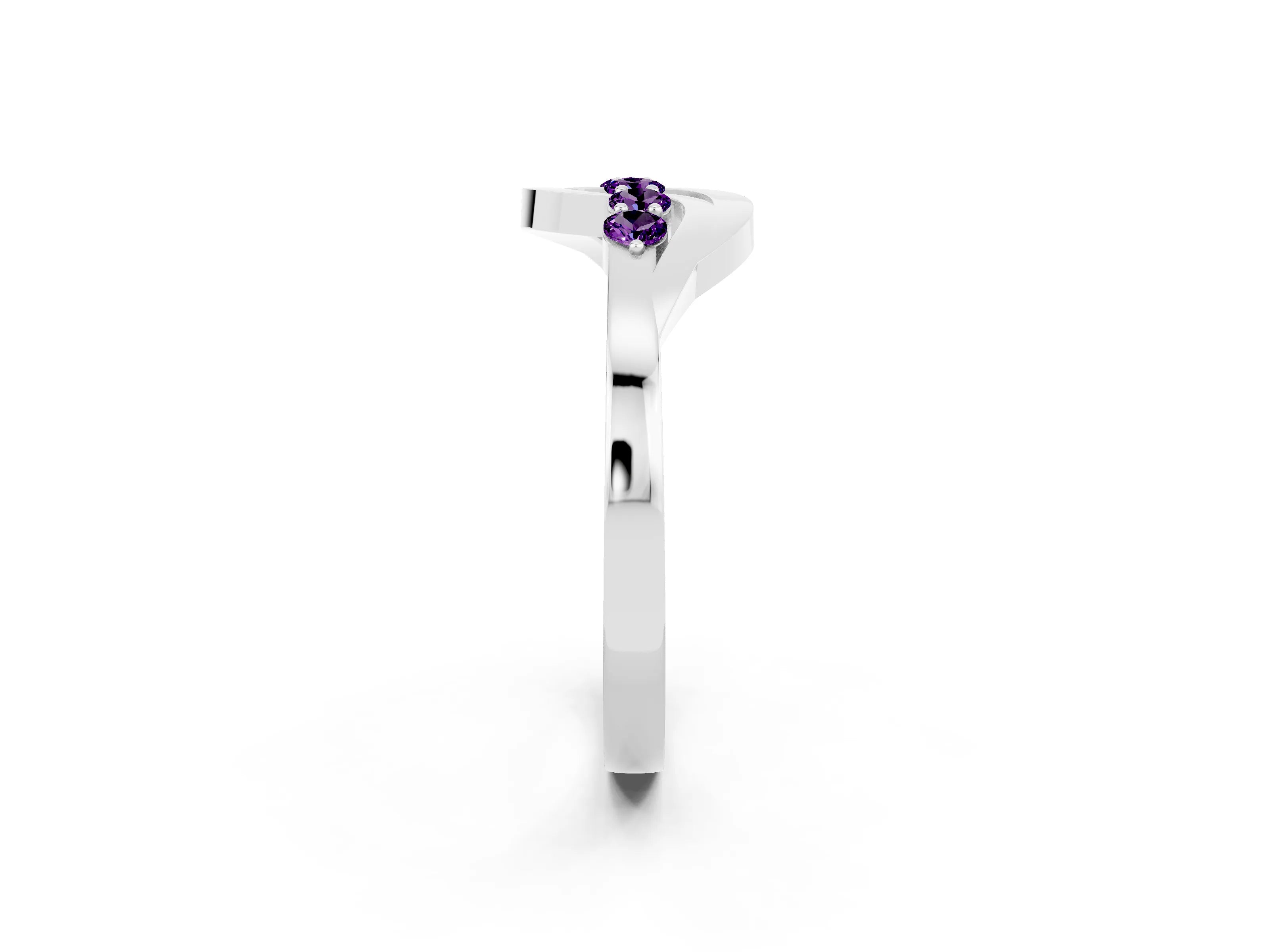 White gold Five-Stone Round Amethyst Crossover Band with Prong Setting_20