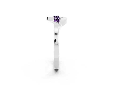 White gold Five-Stone Round Amethyst Crossover Band with Prong Setting_20