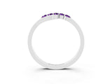 White gold Five-Stone Round Amethyst Crossover Band with Prong Setting_21