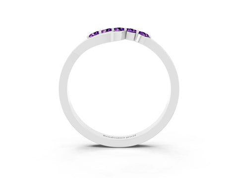 White gold Five-Stone Round Amethyst Crossover Band with Prong Setting_21