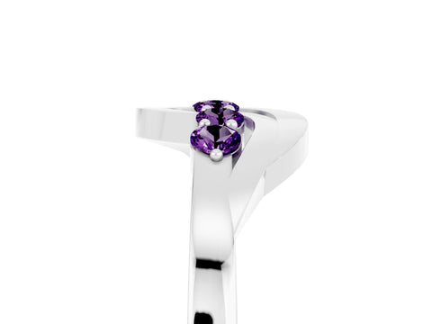 White gold Five-Stone Round Amethyst Crossover Band with Prong Setting_23