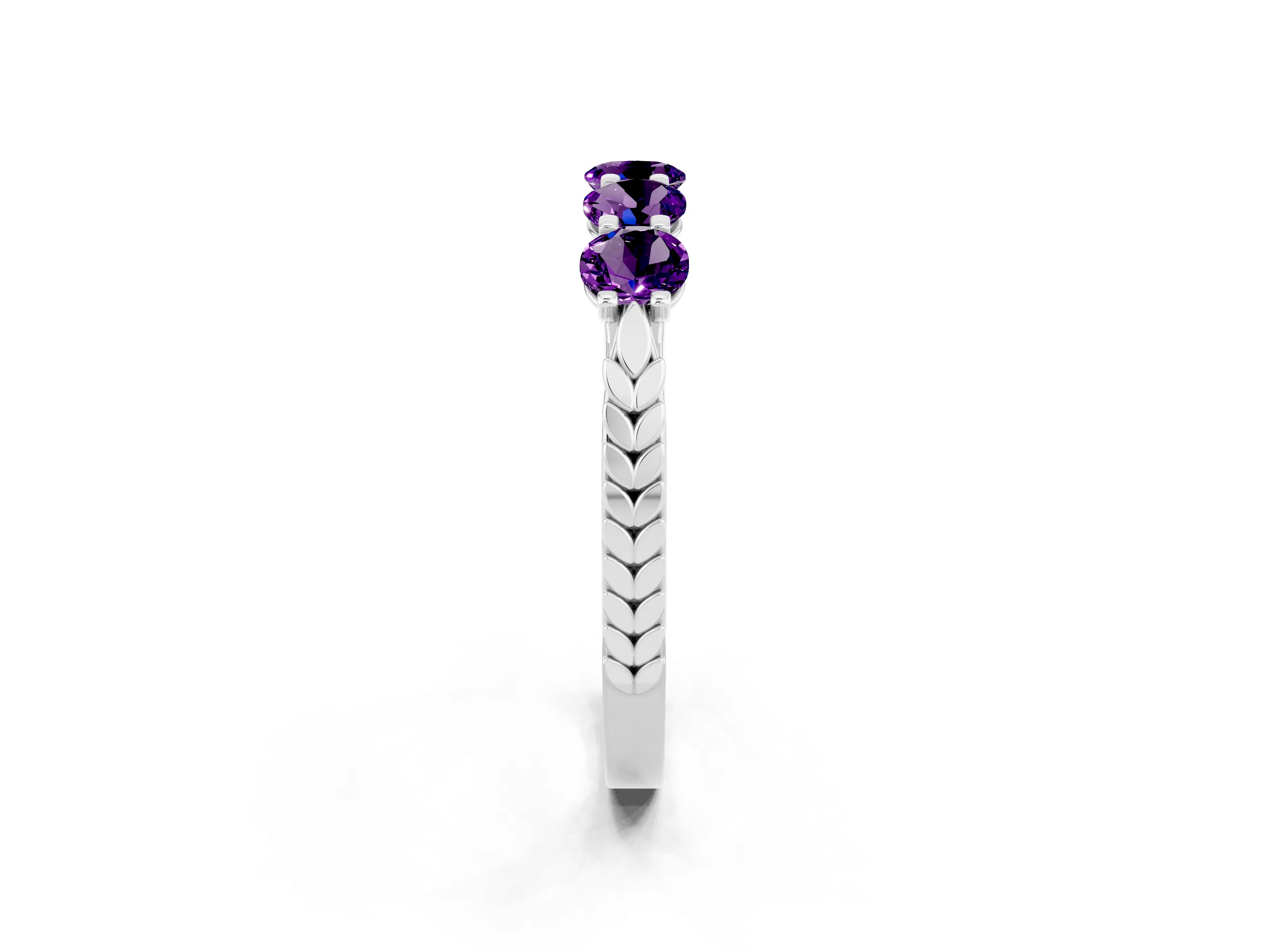 White gold Five-Stone Round Amethyst Prong-Set Band_20