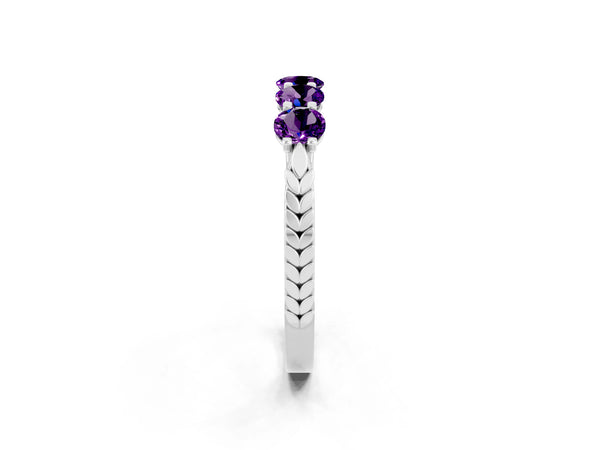 Platinum Five-Stone Round Amethyst Prong-Set Band