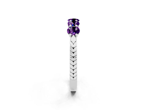 White gold Five-Stone Round Amethyst Prong-Set Band_20