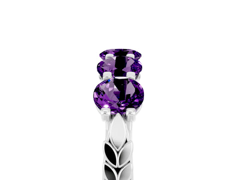 White gold Five-Stone Round Amethyst Prong-Set Band_23