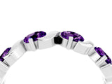 White gold Five-Stone Round Amethyst Wave Band with Shared Prong Setting_10