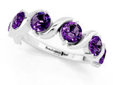 White gold Five-Stone Round Amethyst Wave Band with Shared Prong Setting_7