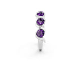 White gold Five-Stone Round Amethyst Wave Band with Shared Prong Setting_8