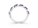 White gold Five-Stone Round Amethyst Wave Band with Shared Prong Setting_9