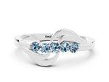 White gold Five-Stone Round Aquamarine Crossover Band with Prong Setting_18