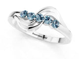 White gold Five-Stone Round Aquamarine Crossover Band with Prong Setting_19