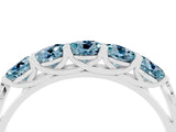White gold Five-Stone Round Aquamarine Prong-Set Band_22
