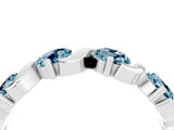 White gold Five-Stone Round Aquamarine Wave Band with Shared Prong Setting_10
