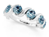 White gold Five-Stone Round Aquamarine Wave Band with Shared Prong Setting_7