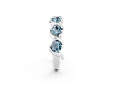 White gold Five-Stone Round Aquamarine Wave Band with Shared Prong Setting_8