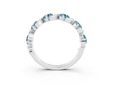 White gold Five-Stone Round Aquamarine Wave Band with Shared Prong Setting_9