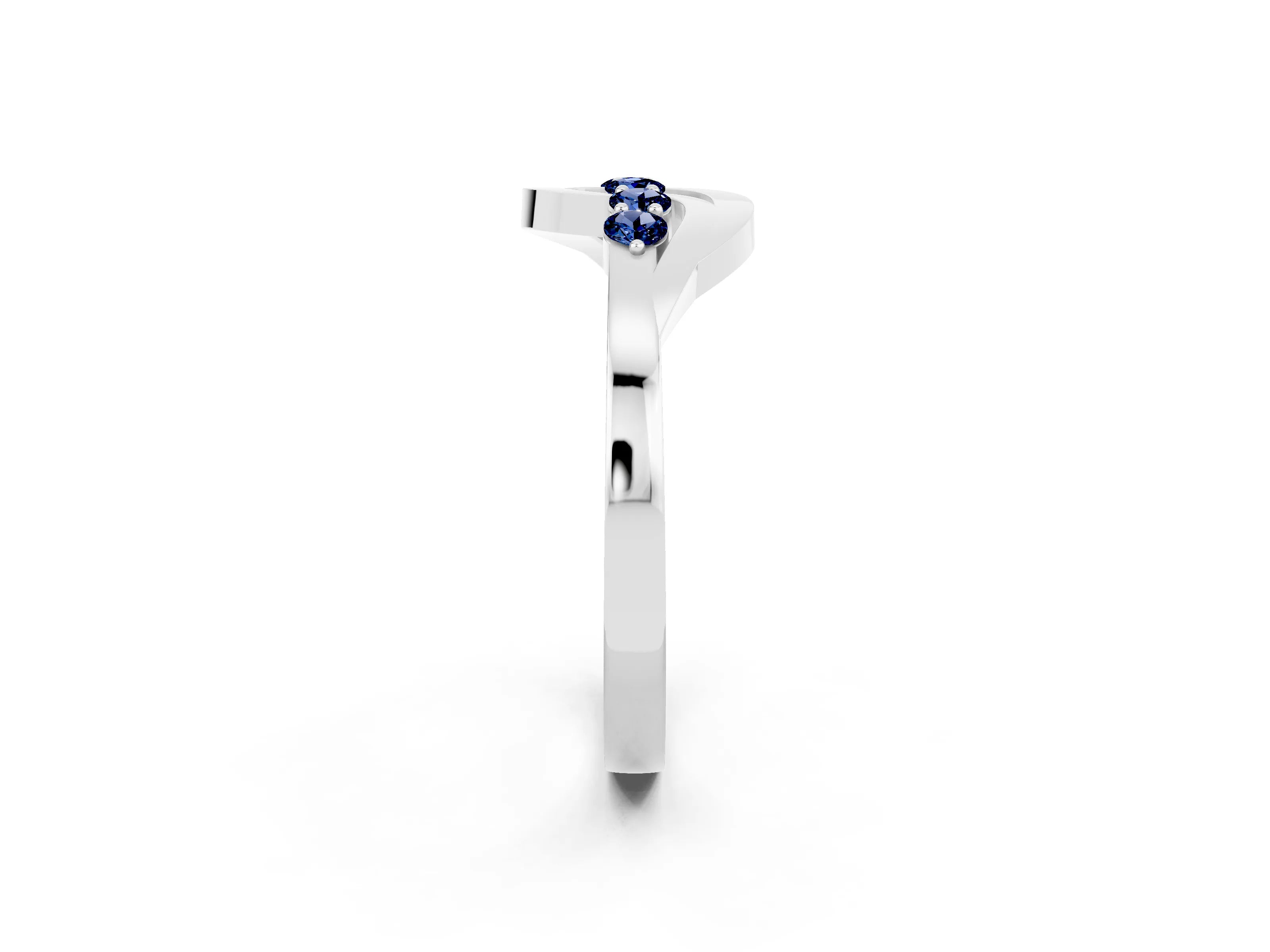 White gold Five-Stone Round Blue Sapphire Crossover Band with Prong Setting_20