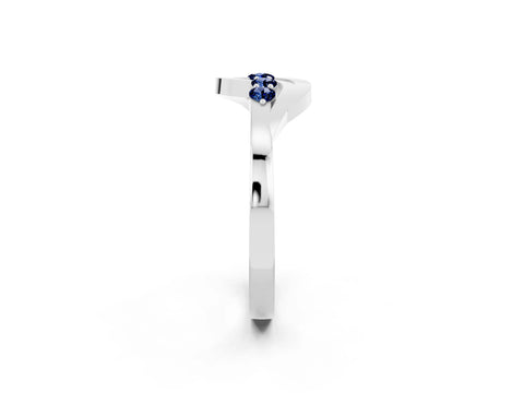White gold Five-Stone Round Blue Sapphire Crossover Band with Prong Setting_20