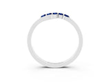 White gold Five-Stone Round Blue Sapphire Crossover Band with Prong Setting_21