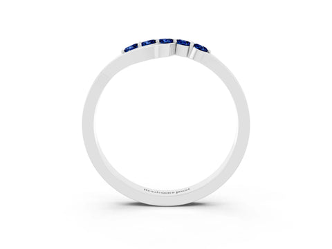 White gold Five-Stone Round Blue Sapphire Crossover Band with Prong Setting_21