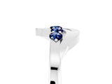 White gold Five-Stone Round Blue Sapphire Crossover Band with Prong Setting_23