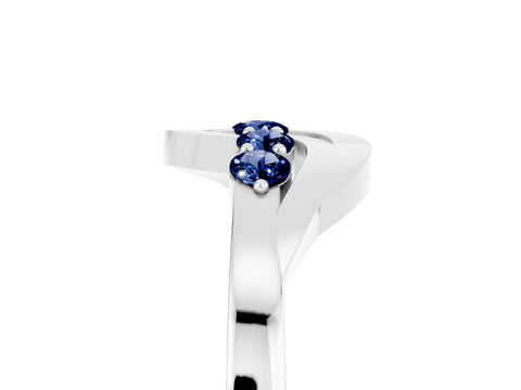 White gold Five-Stone Round Blue Sapphire Crossover Band with Prong Setting_23
