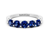 White gold Five-Stone Round Blue Sapphire Prong-Set Band_18