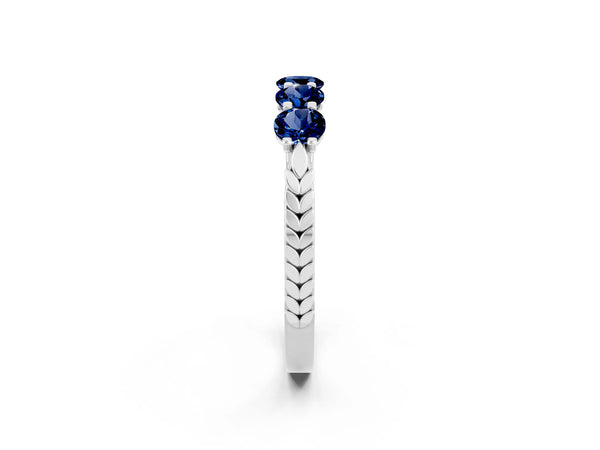 Silver Five-Stone Round Blue Sapphire Prong-Set Band